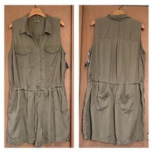 a.n.a. Olive army willow green lyocell sleeveless jumpsuit romper sz 0X NWT